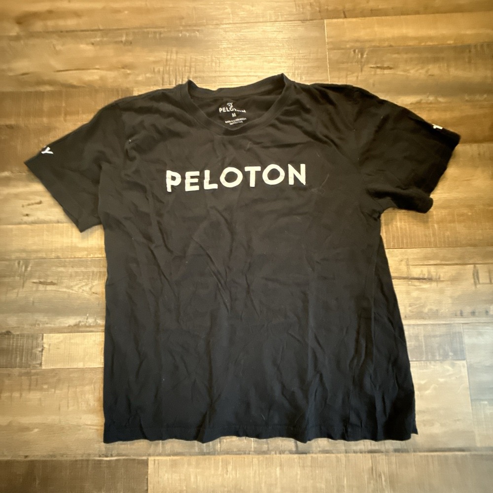 Peloton Century Club 100 Rides T-Shirt Size M Black Cotton Cycling Logo Tee